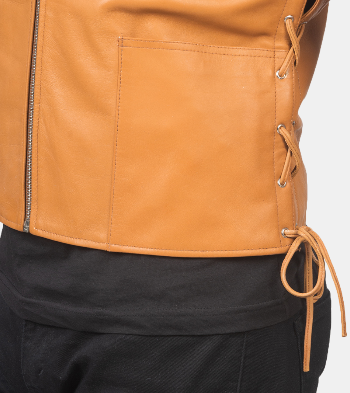 Reuel Mustard Leather Vest For Men's