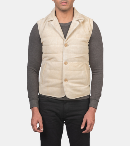 Jude Men's Ivory Suede Leather Vest