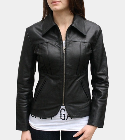 FitBust Black Women's Leather Jacket