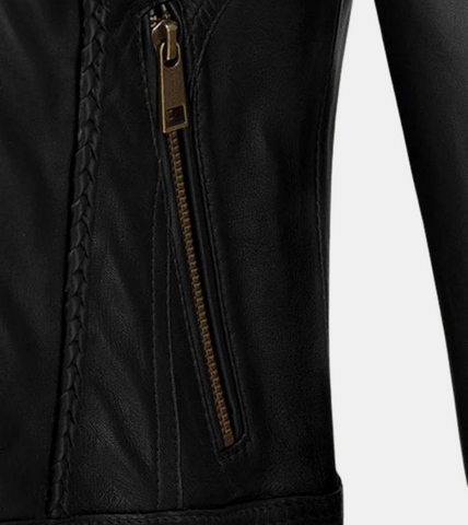 Stryker Women's Black Leather Jacket Pocket