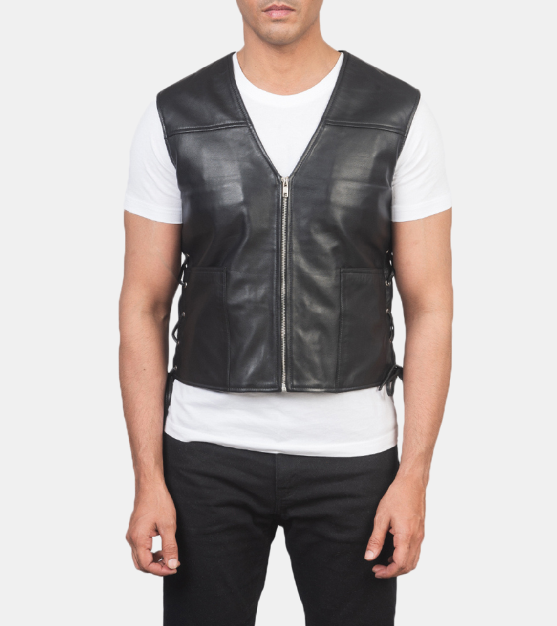 Judson Men's Black Leather Vest