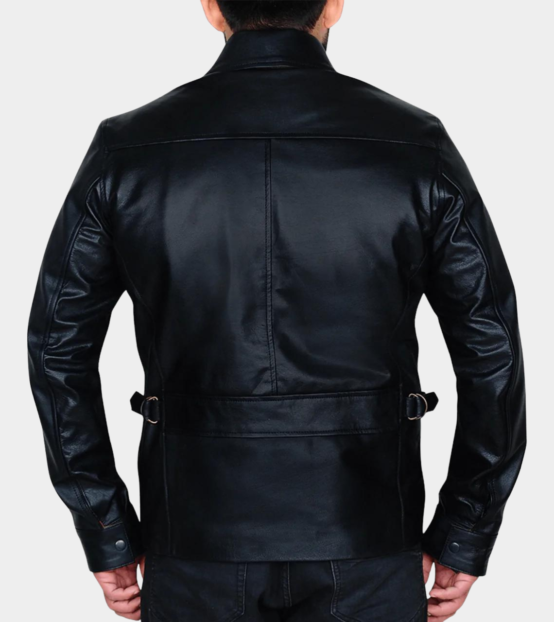  Men's Biker Leather Jacket Back