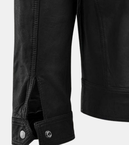 Riccardo Men's Black Leather Jacket Cuff