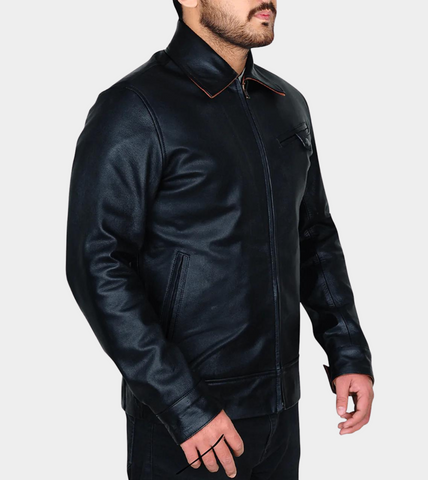 Estelle Men's Biker Leather Jacket Zippered