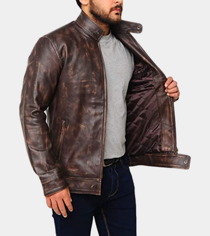 Distressed Men's Leather Jacket