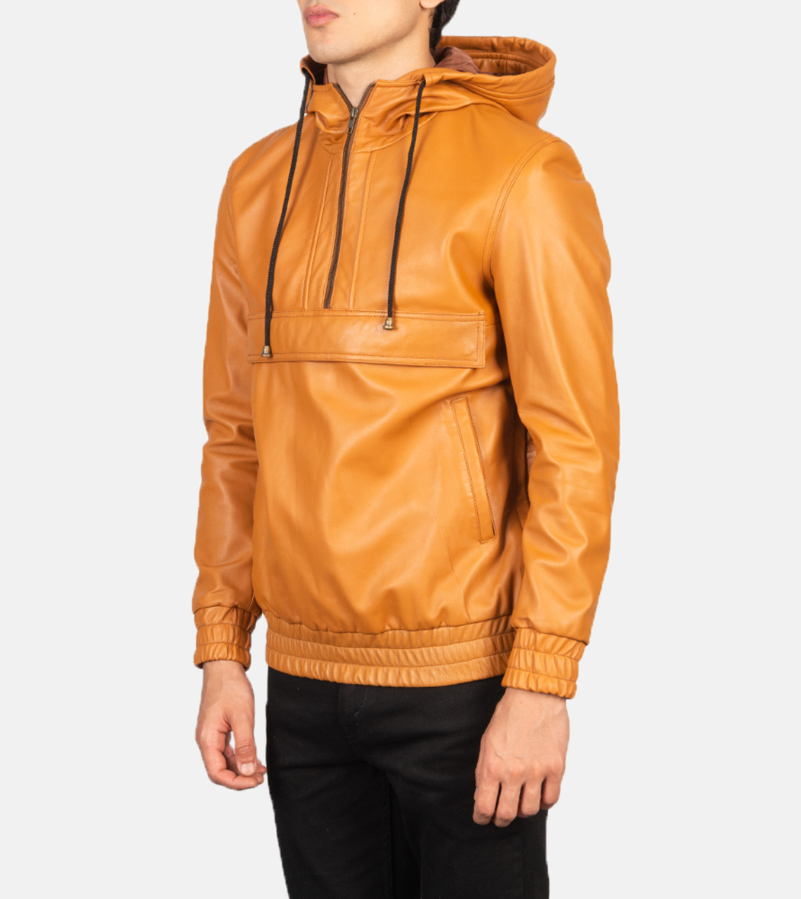 Chasity Hooded Men's Leather Pullover Jacket