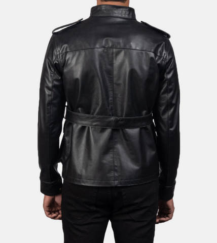  Hauspuff Black Men's Leather Jacket Back