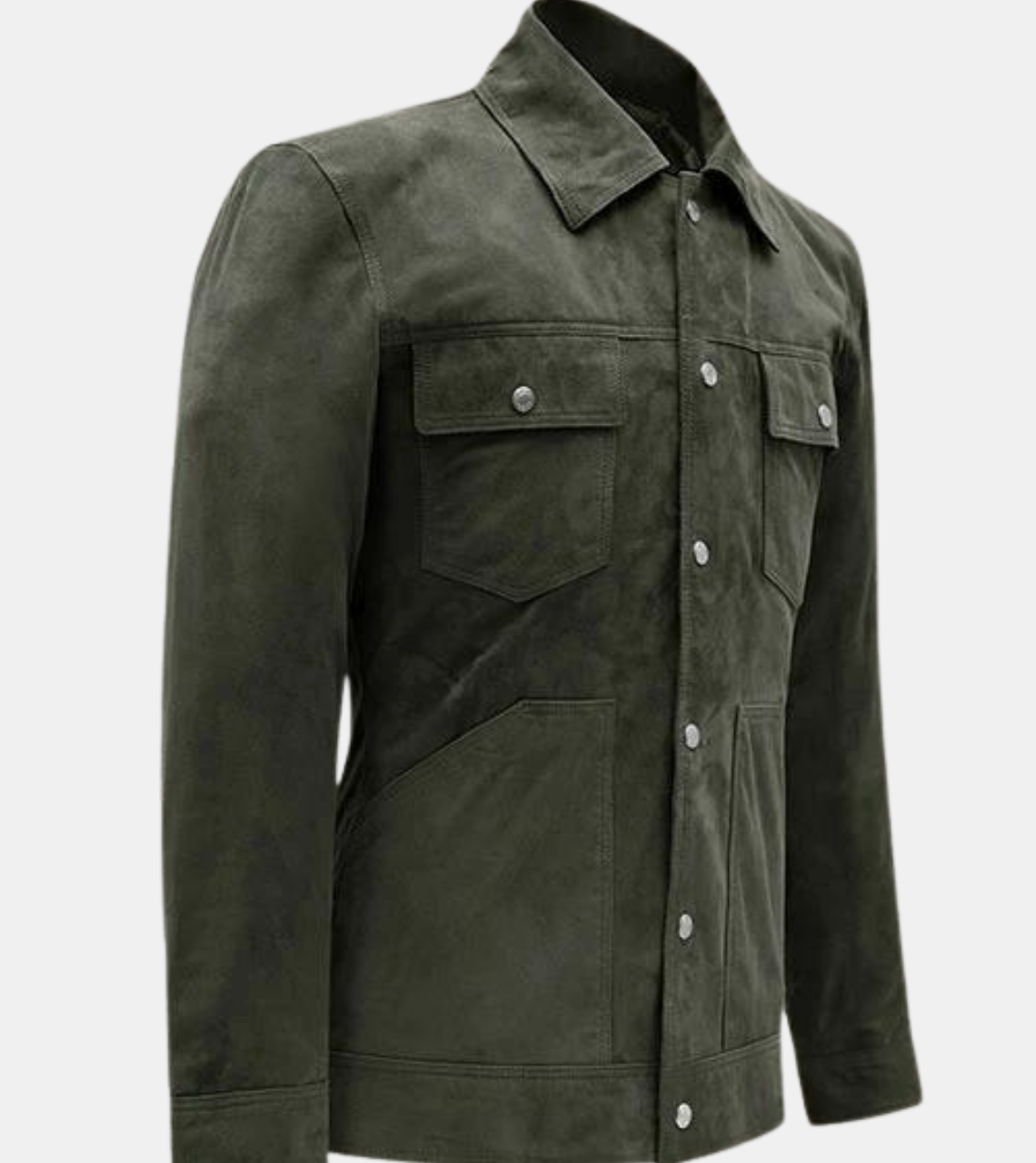  Men's Green Suede Leather Jacket