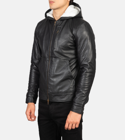 auckland hooded leather jacket