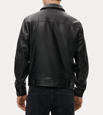  Voguish Black Men's Leather Jacket  Back