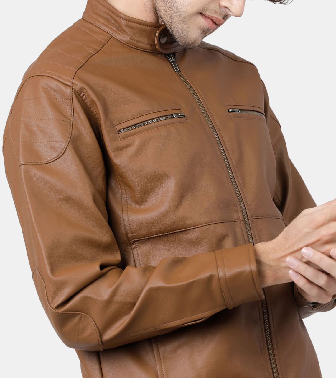 Tan Brown Leather Jacket 