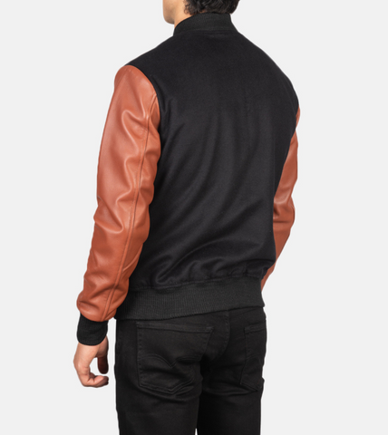 Varsity Elegant Men's Leather Jacket Back