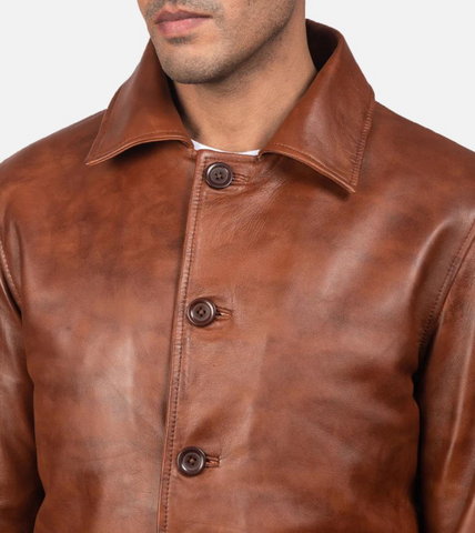  Distressed Men's Leather Jacket 