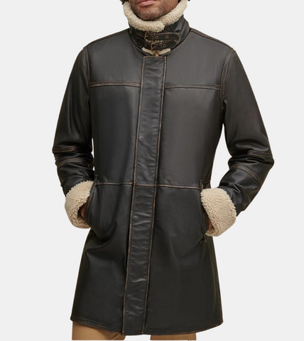 Brett Shearling Fur Leather Coat 