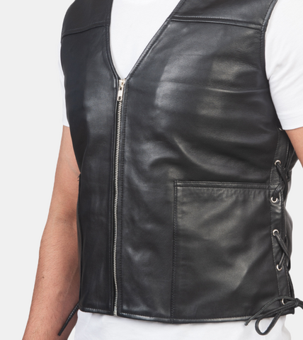 Judson Men's Black Leather Vest