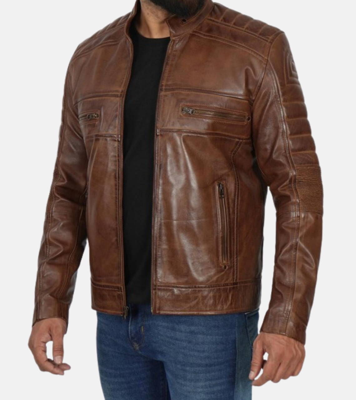 Neato Waxed Leather Jacket For Men's