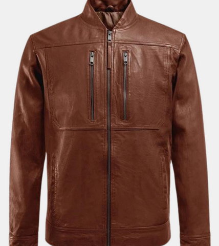 Riccardo Men's Tan Brown Leather Jacket