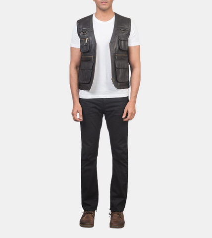 Men's Brown Leather Vest