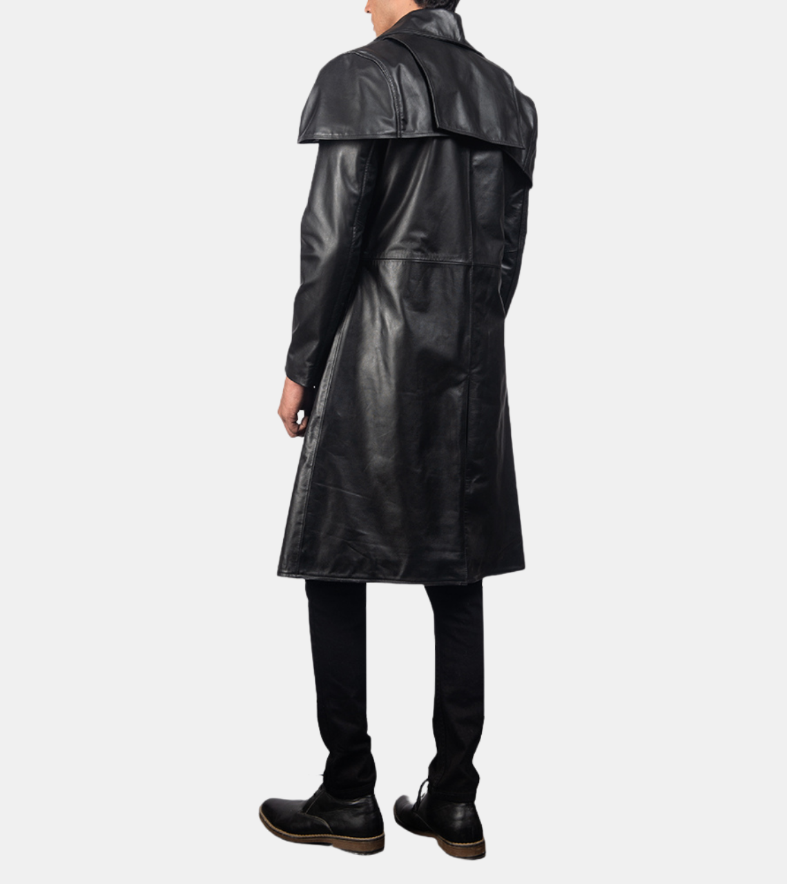 Danyon Men's Black Leather Coat Back