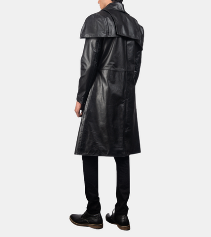 Danyon Men's Black Leather Coat Back