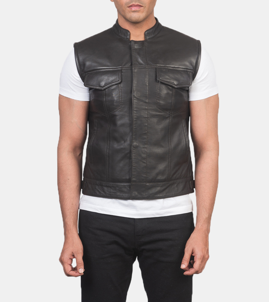 Marven Men's Black Leather Vest