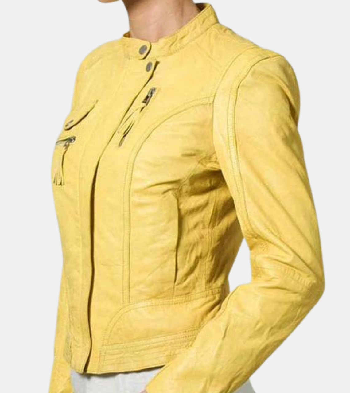 Yellow Biker's Leather Jacket