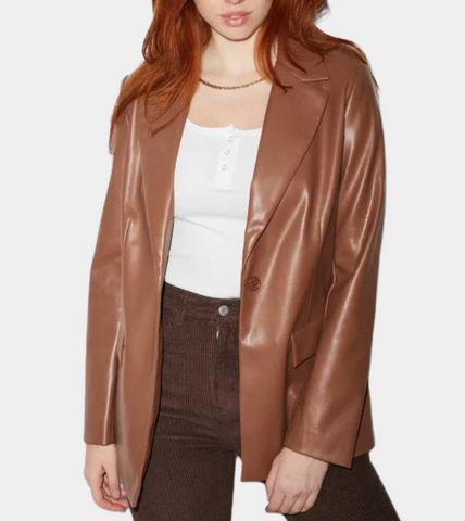 Karli Toffee Women's Leather Blazer