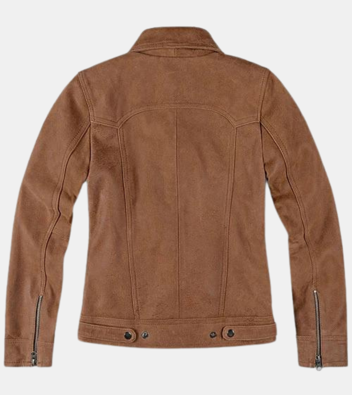Clemonte Women's Brown Suede Leather Jacket Back