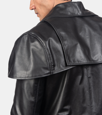 Danyon Black Leather Coat For Men's