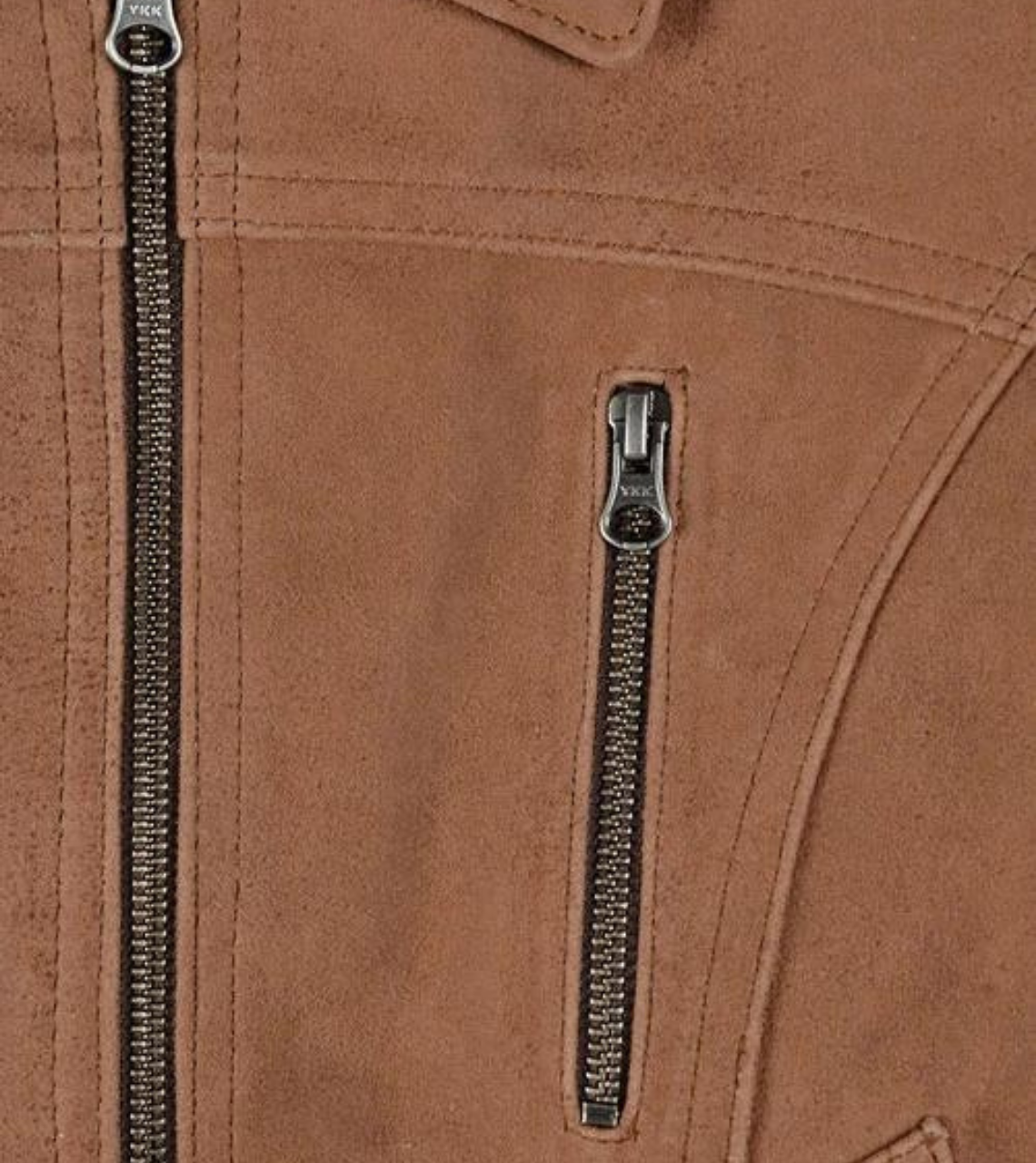 Clemonte Women's Brown Suede Leather Jacket Pocket