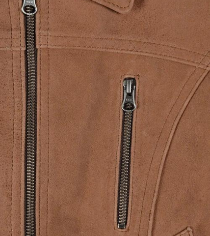 Clemonte Women's Brown Suede Leather Jacket Pocket