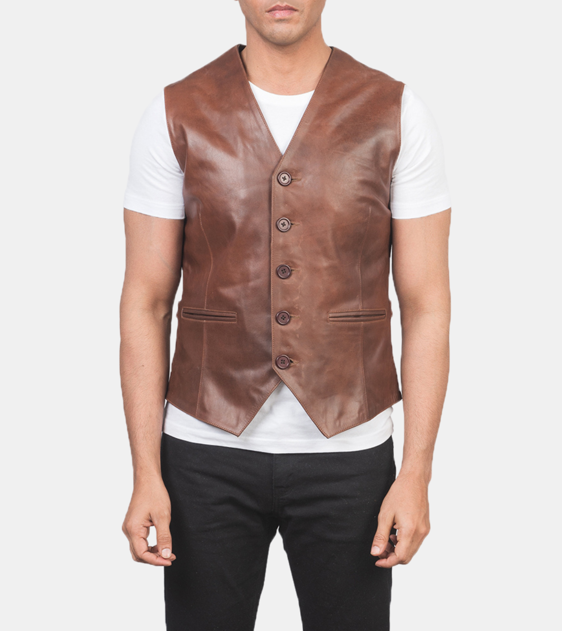 Roan Men's Tawny Brown Leather Vest