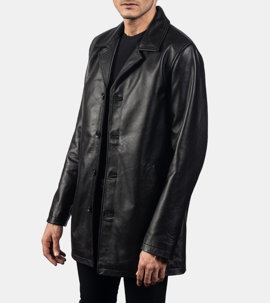 Sage Men's Black Leather Coat