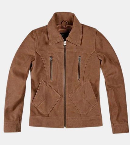 Clemonte Women's Brown Suede Leather Jacket