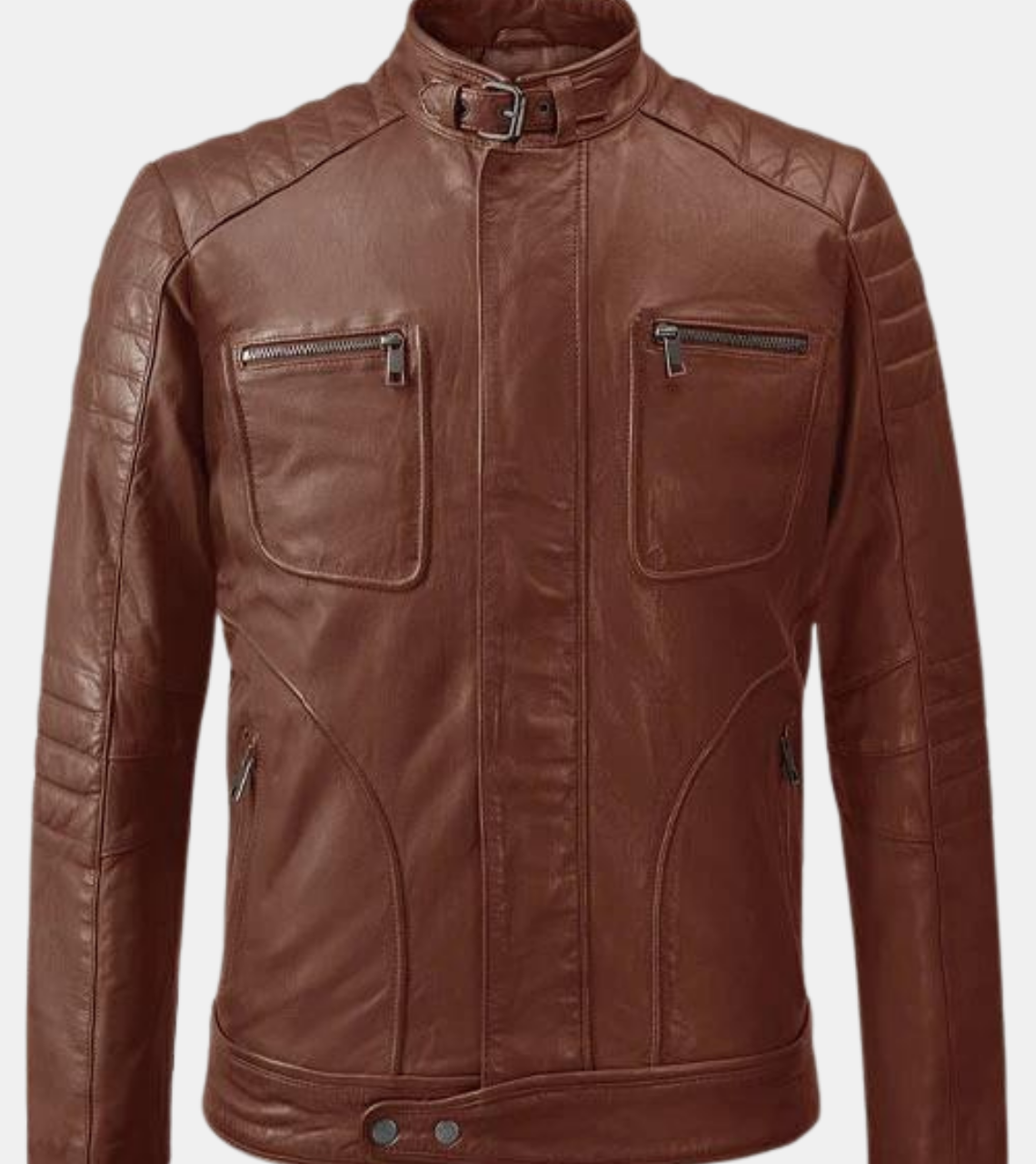 Lorenzo Men's Tan Brown Quilted Leather Jacket