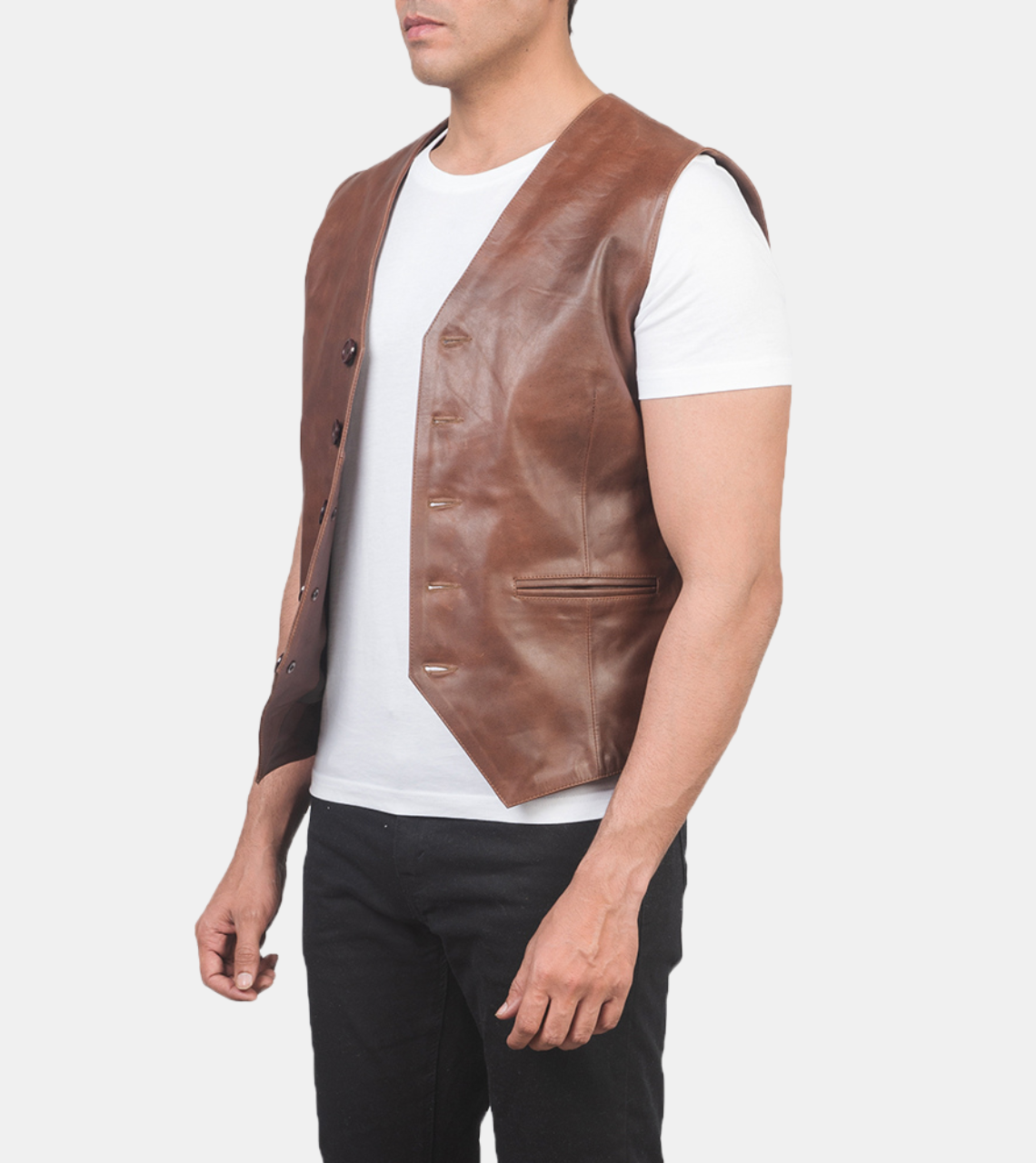  Tawny Brown Leather Vest
