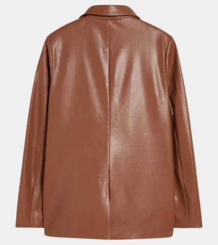 Karli Toffee Women's Leather Blazer Back