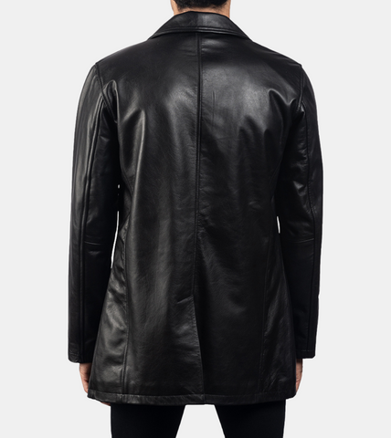 Sage Men's Black Leather Coat