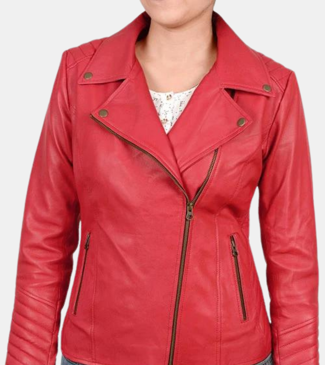 Hearste Women's Red Biker's Leather Jacket