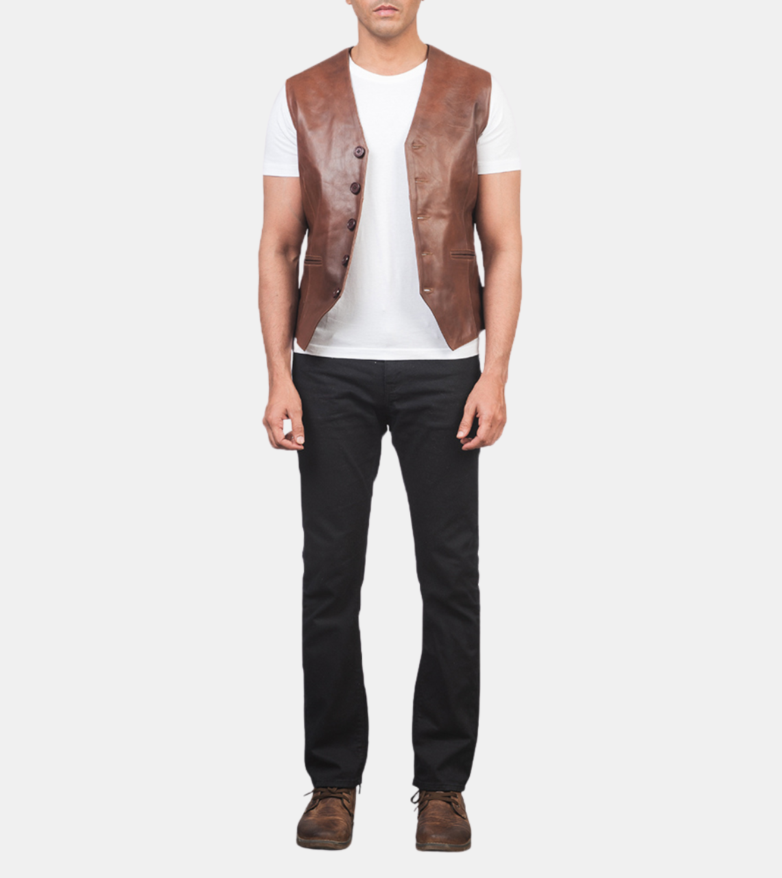 Men's Tawny Brown Leather Vest