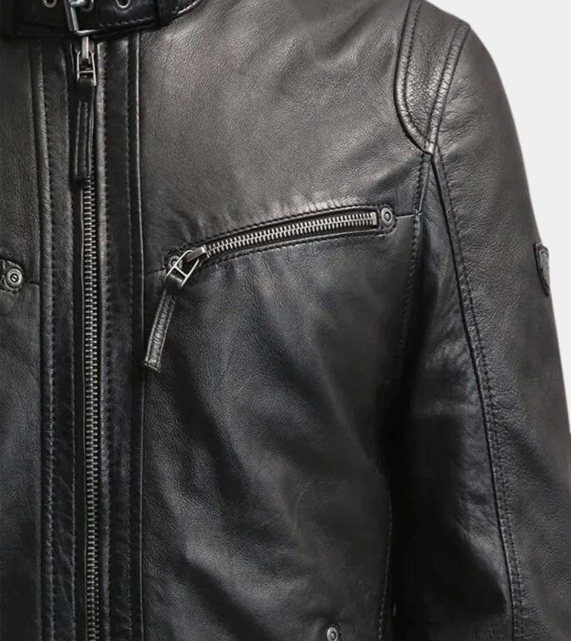  Biker Lambskin Leather Jacket - Black