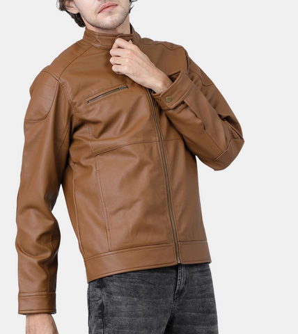  Jullian Tan Brown Leather Jacket For Men's