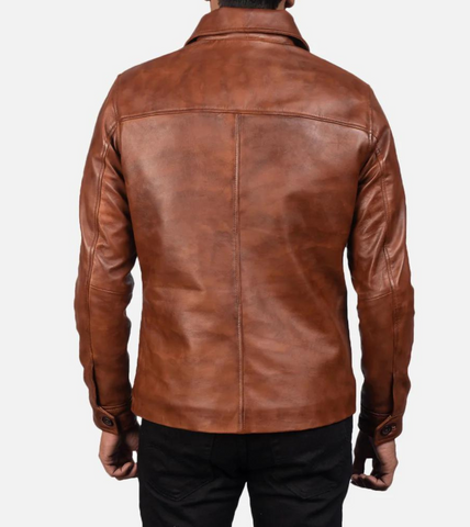 Amoree Distressed Men's Leather Jacket Back