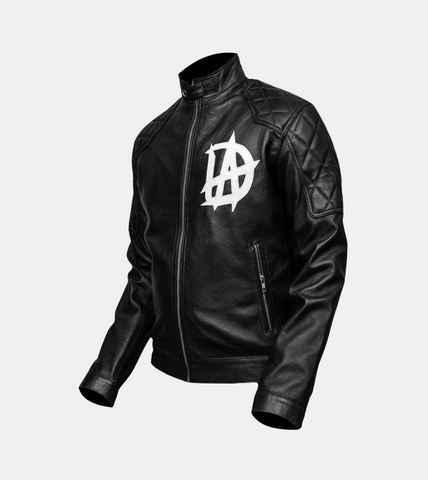 Alpha Printed Biker Leather Jacket For Men's 