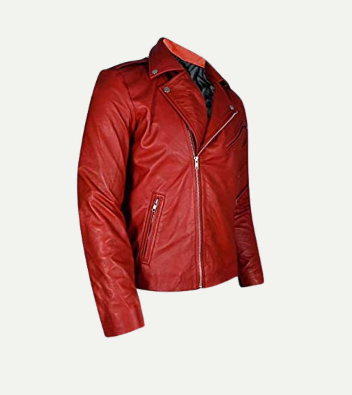 Fergal Devitt Red Leather Jacket Zippered