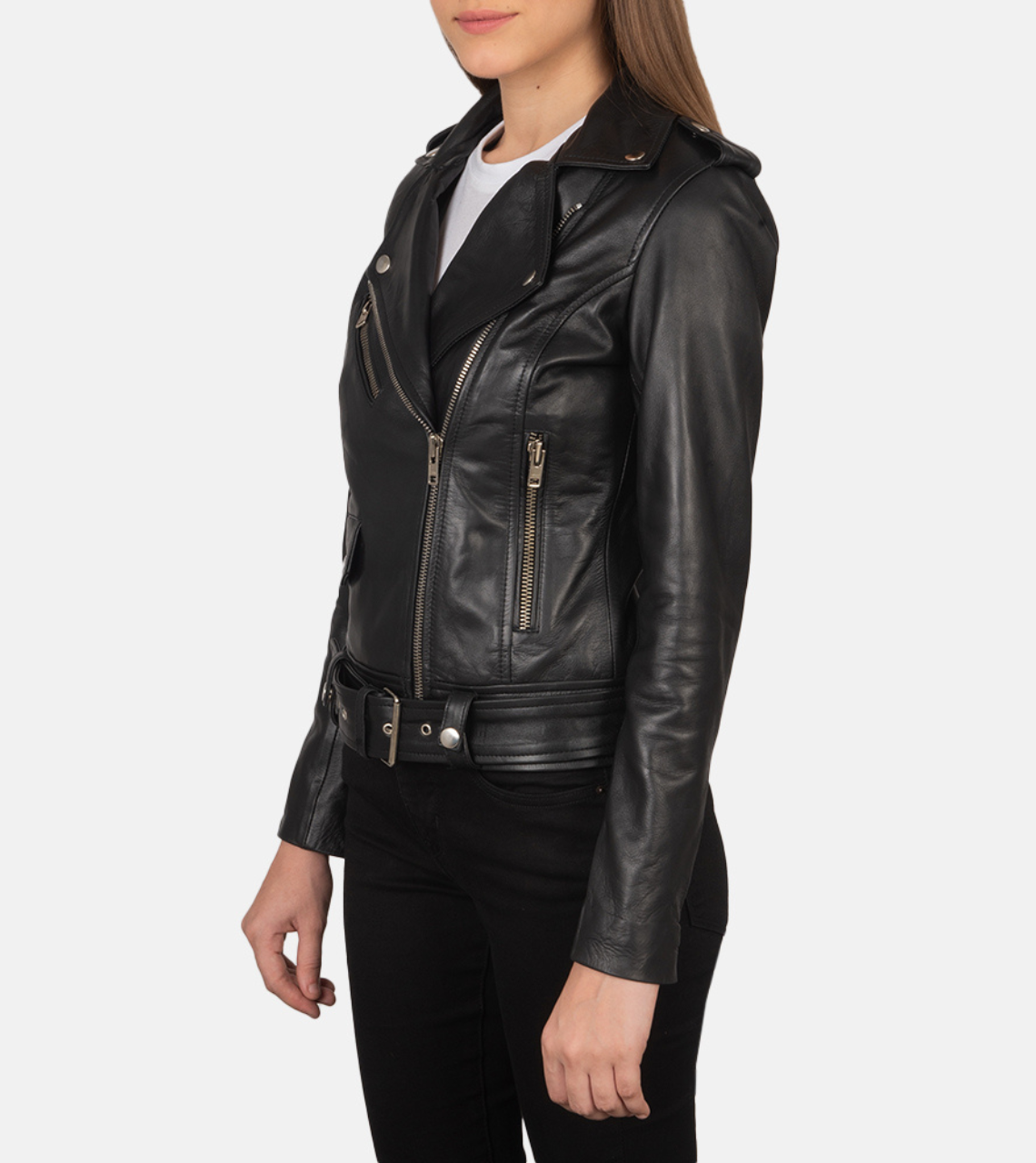  Women's Biker Leather Jacket