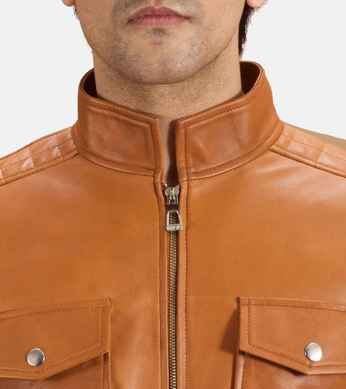 Tanned Brown Biker Leather Jacket For Men's