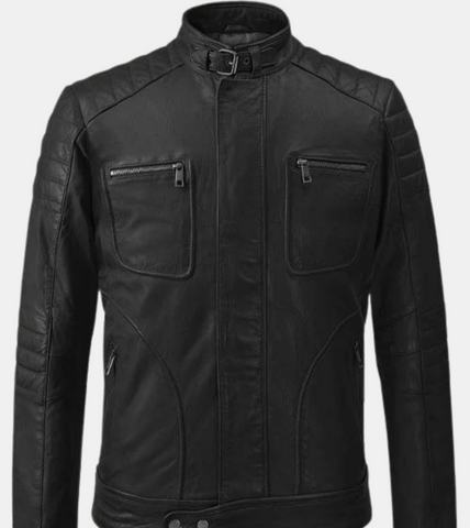 Lorenzo Men's Black Quilted Leather Jacket
