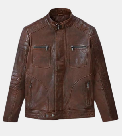 Lorenzo Men's Bronze Quilted Leather Jacket