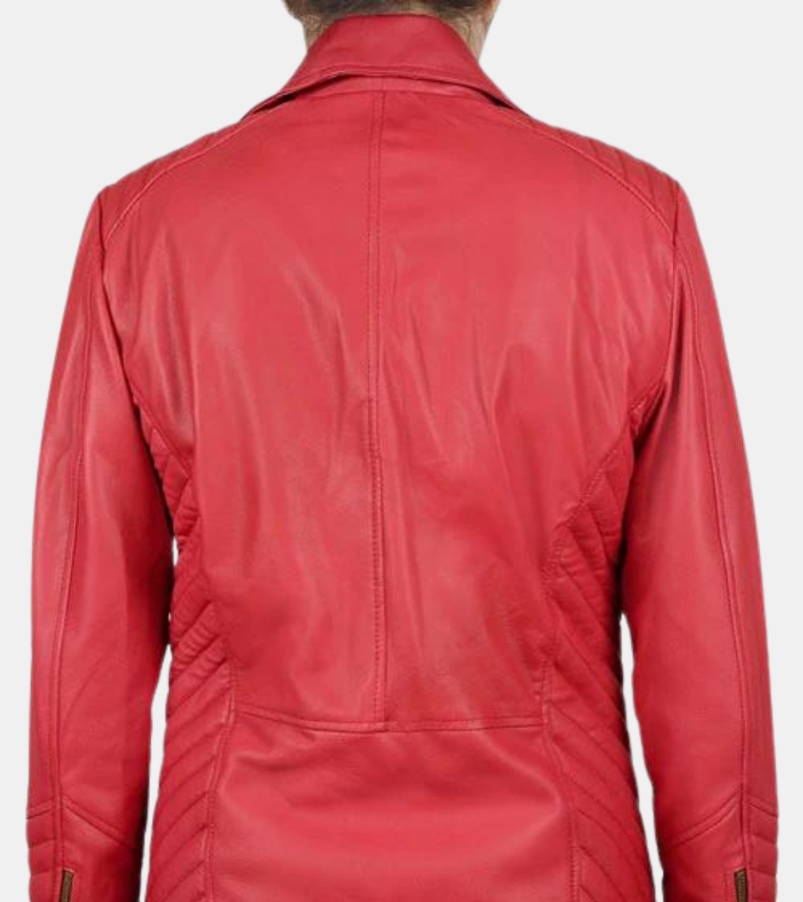 Hearste Women's Red Biker's Leather Jacket Back